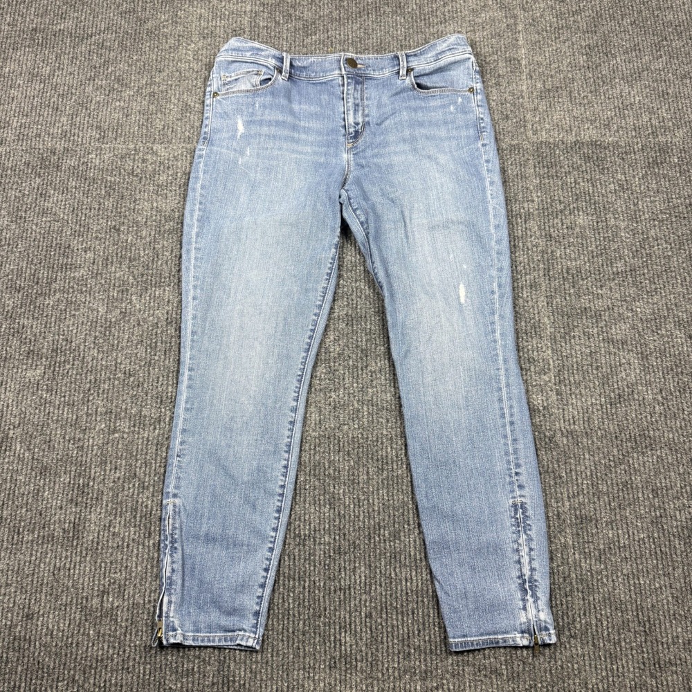 Loft Modern Skinny Ankle Jeans Light Wash Blue Size 10/33(actual) Zipper Hem